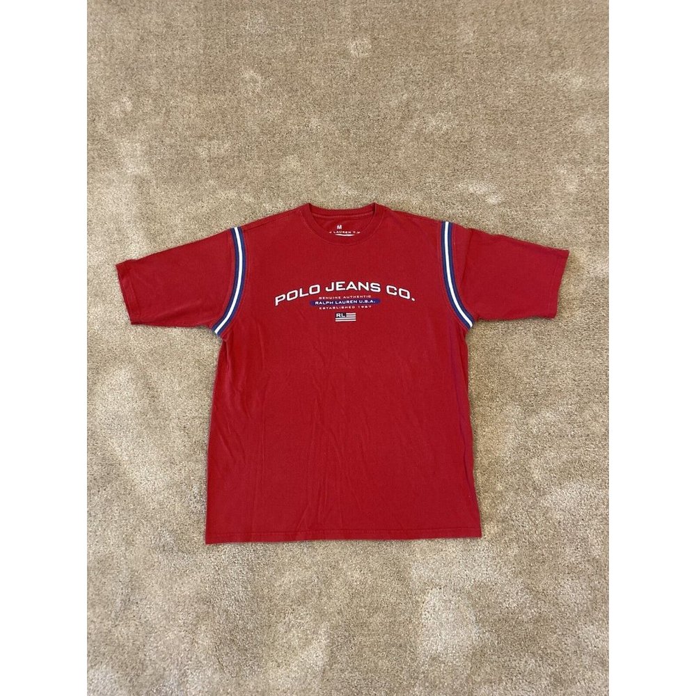 VTG Polo Jeans Company Ralph Lauren Script T Shirt Mens Used Size Medium Vintage